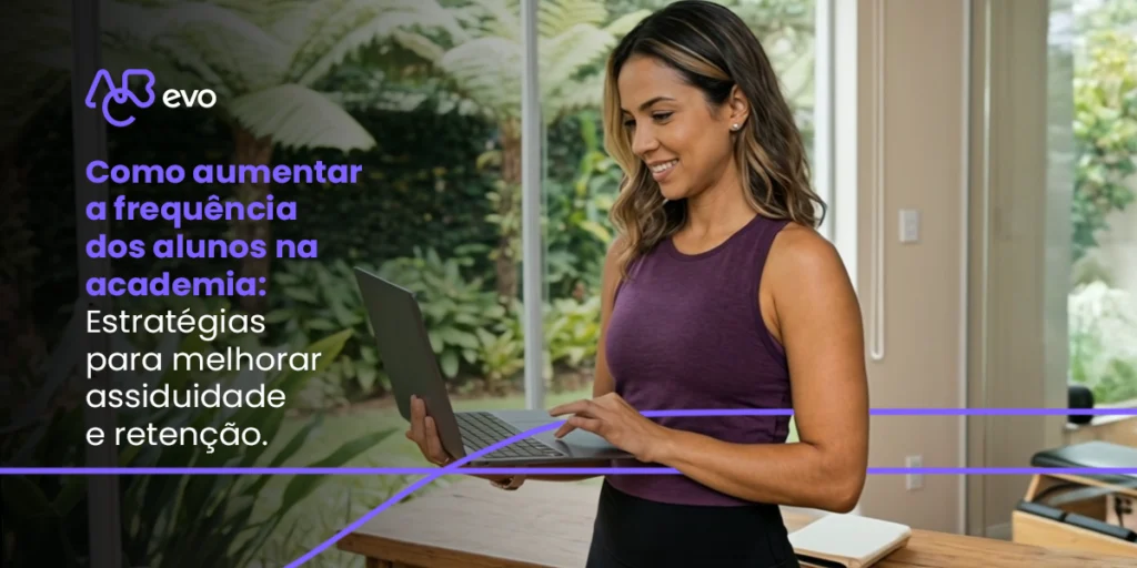 Aluno realizando treino com acompanhamento de professor em academia para aumentar frequência e retenção.